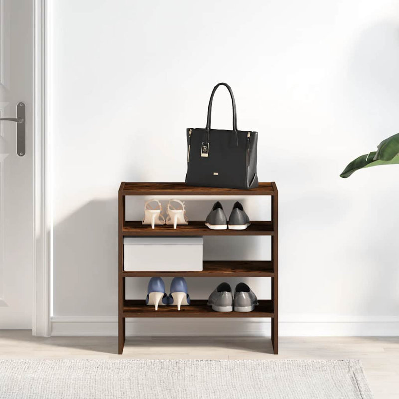 6 Pair Shoe Rack, Smoked Oak