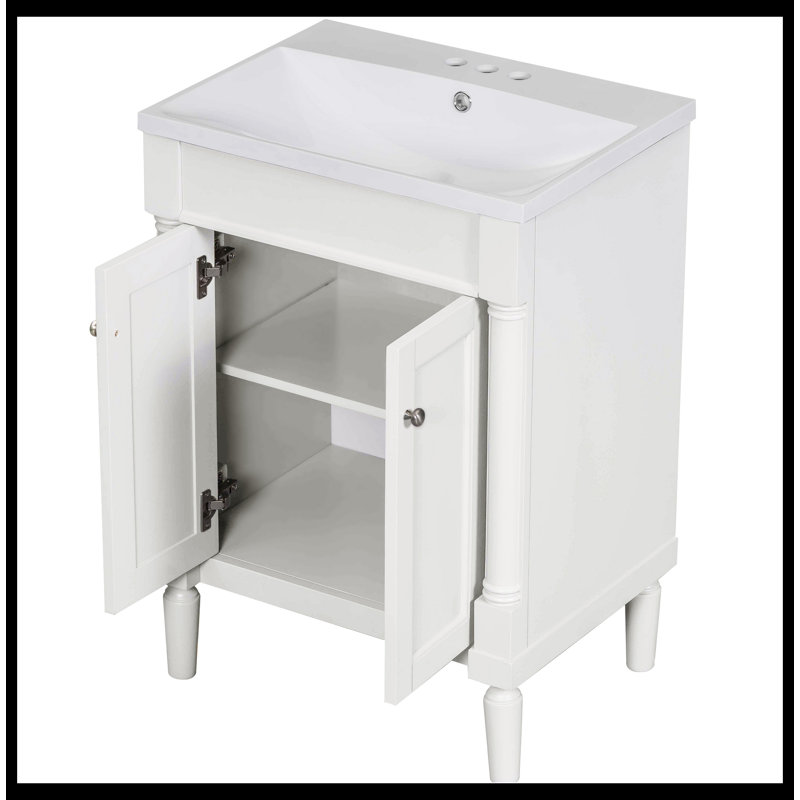 Meuble-lavabo 24 po avec lavabo supérieur, meuble de rangement moderne à 2 niveaux