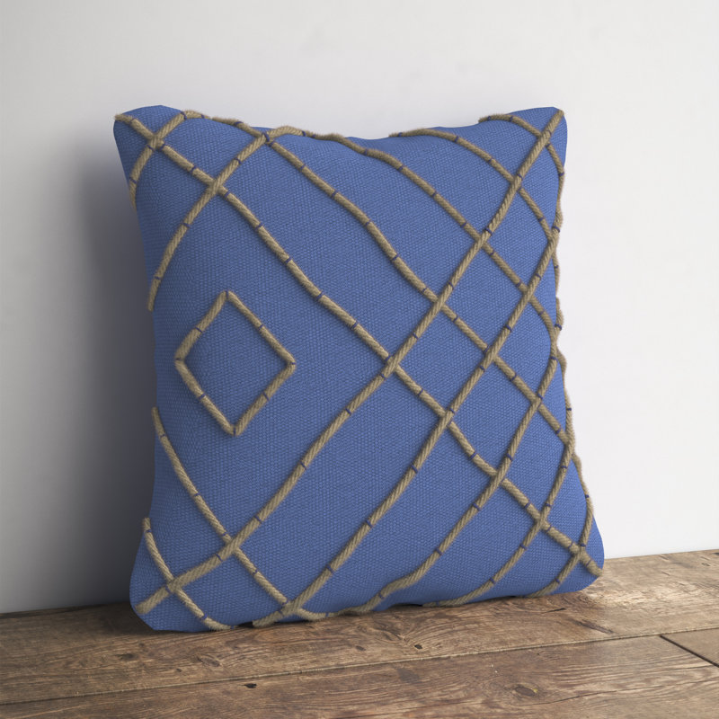 Superica Texture Cotton Geometric Throw Pillow Cover, Cream/Khaki, 18" x 18"
