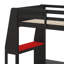 Lit mezzanine simple avec bureau et lumières DEL, lit mezzanine en bois massif avec garde-robe ouverte et tablettes multiples