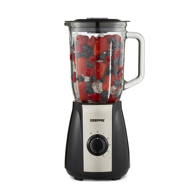 GEEPAS Electric Blender Smoothie Maker, 700W | Glass Jug Blender with Ice Crusher Stainless Steel Blades | 2 Speed Control with Pulse Function| 1.5L Glass Jar | Smoothie Milkshake Maker