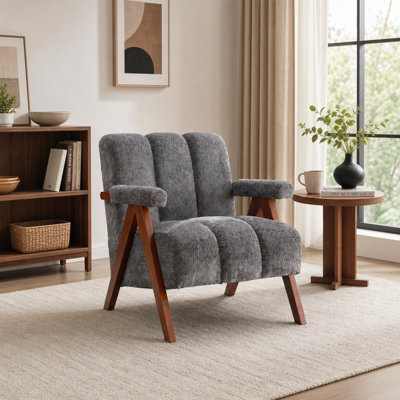 Chaise décorative de style médiéval-moderne, fauteuil en forme de nuage, structure en bois massif, tissu chenille