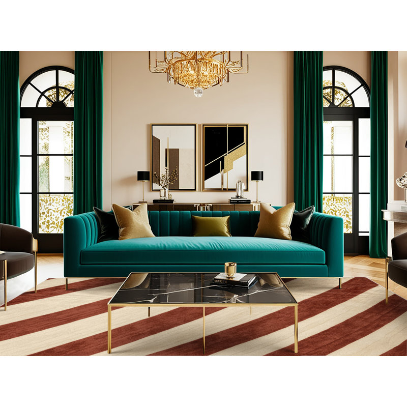  Tapis rayé lavable crème crème, Rectangle 5 pi x 7 pi