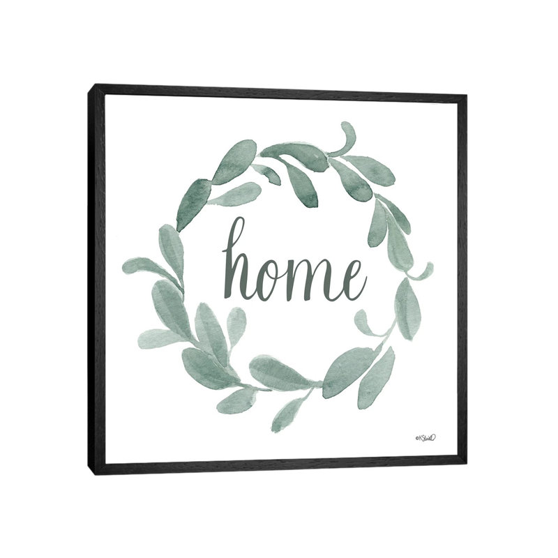 Welcome Home Wreath by Kate Sherrill - Print on Canvas, 45.72 cm H x 45.72 cm W, Black Floater Frame