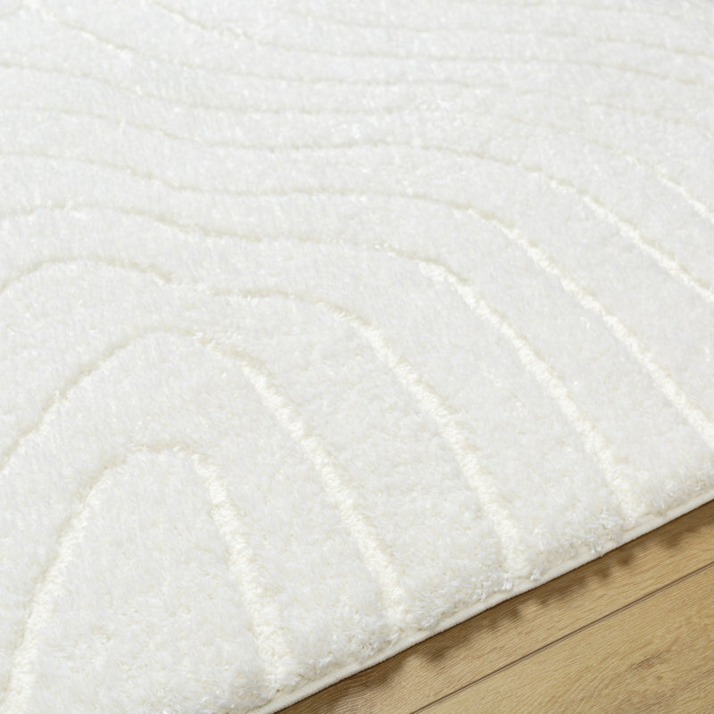 Carollyn Nomadic Machine Woven Polyester Area Rug in White, Rectangle 7'10" x 10'