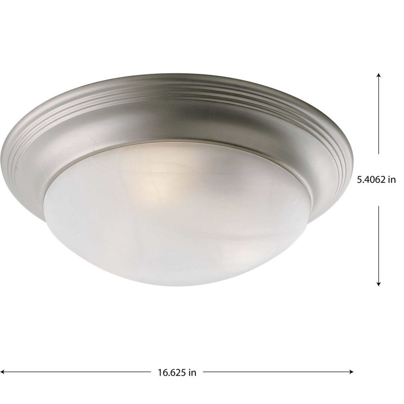 Plafonnier encastré bol simple à 3 lumières, Nickel brossé, H 5 1/2 po x l 16 5/8 po x P 16 5/8 po