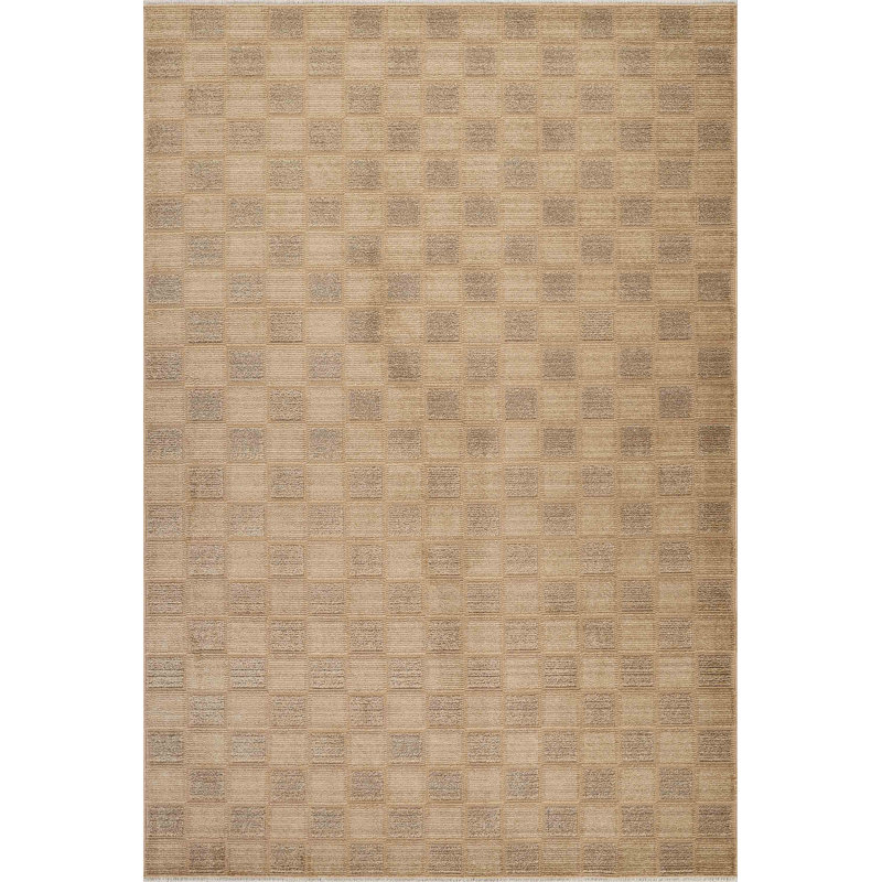 Abani Rugs EVE150A Evelyn Modern Checkerboard Taupe Beige Area Rug, Rectangle 5'3" x 7'9"