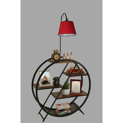 Modern Floor Lamp with Metal Body & 100% Fir Wood Bookstand, 65.0 x 11.0 inches | Red with Electrostatic Oven Dried Paint | E27 Socket, Max 40W | Stylish Lighting for Home & Office Decor, Unique Design