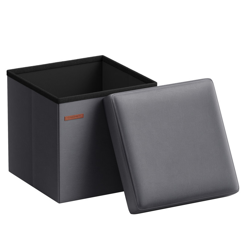 15 Inches Ottoman With Storage, Slate Gray