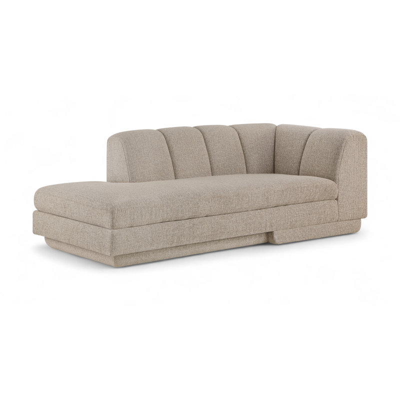 Chaise avec accoudoirs gauche en tissu Chiquita, Tissu crème, Orienté à gauche (vu de face)