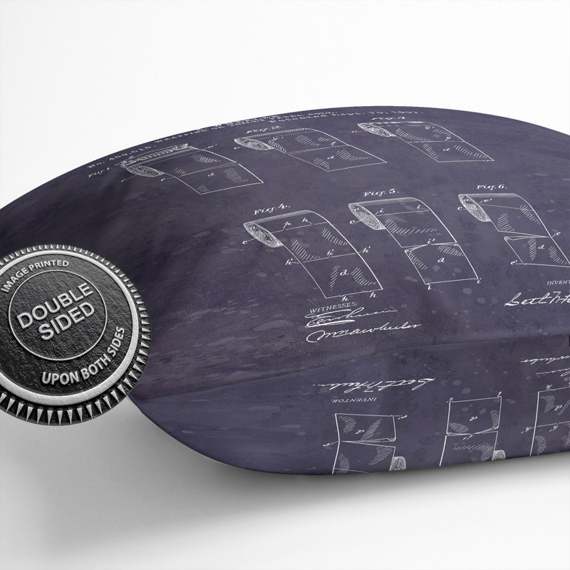 Toilet Roll Patent Dark Scatter Cushion, 55cm H x 55cm W x 20cm D