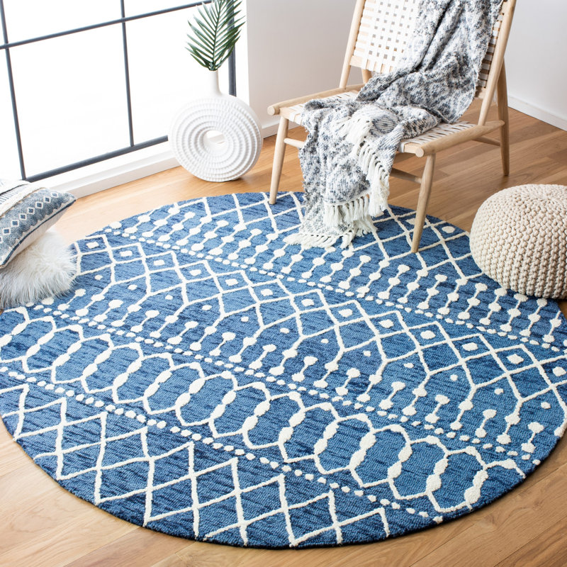Diggs Hand Tufted Wool Geometric Rug, Round 6'