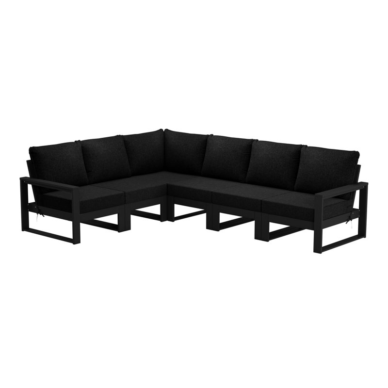 Patio 6-Piece Deep Seating Set With Frame, Black, Black