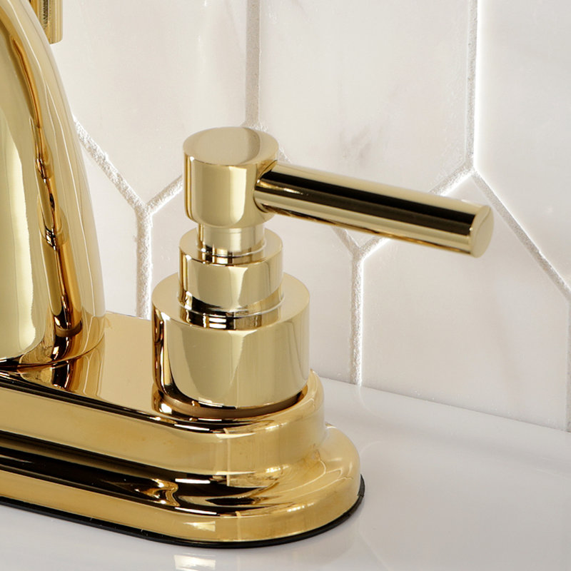 Robinet de salle de bain central à avec ensemble de drain bain Elinvar, Laiton poli