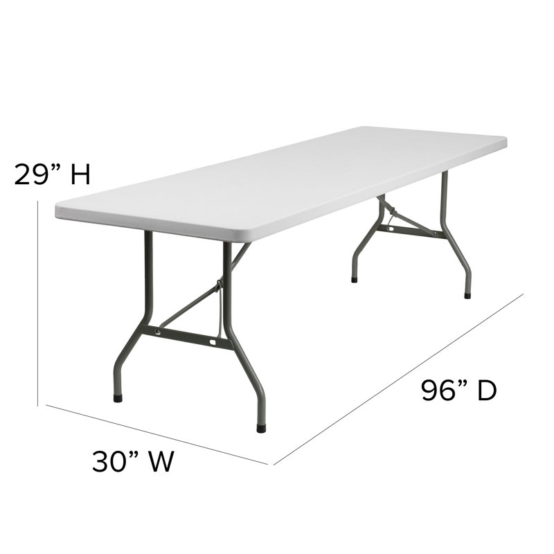 96-Inch Gray Powder Coated Metal Rectangular Folding Table