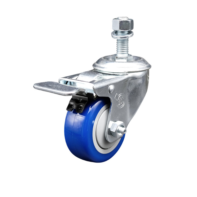 3,5 pouces en polyuréthane fileté 12mm tige filetée frein total SCC, Bleu