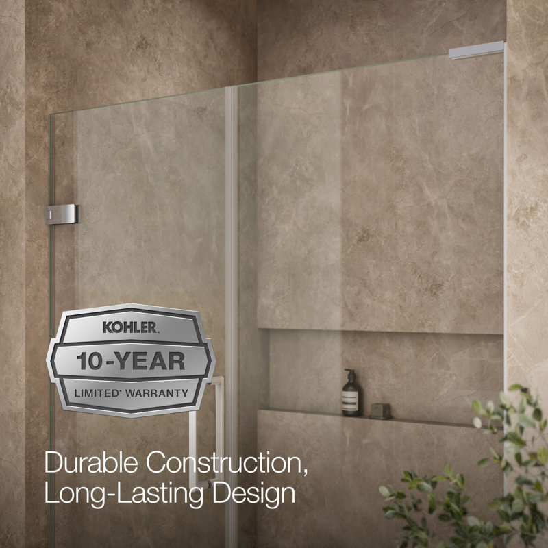 Composed 57-1/4-In58-In W X 71-1/2-In H Frameless Pivot Shower Door With 3/8-In Crystal Clear Glass And Back-To-Back Vertical Door Pulls
