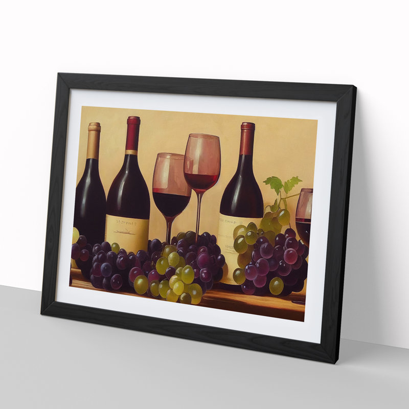 XH1022-10165X Wine Bottle - Single Picture Frame Painting, Black, 25cm H x 34cm W x 2cm D