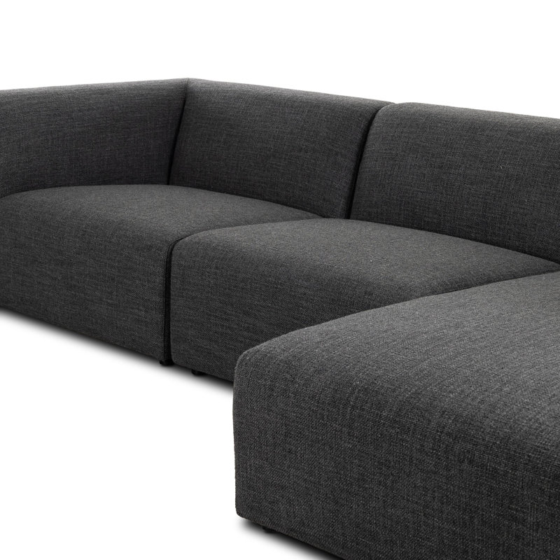 Canapé modulaire 3 pièces Aram Sloan, Face à la droite, Mélange de polyester gris anthracite Saxon