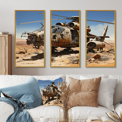 Vintage Apache Helicoprter Desert Guardians - Military Wall Decor Set