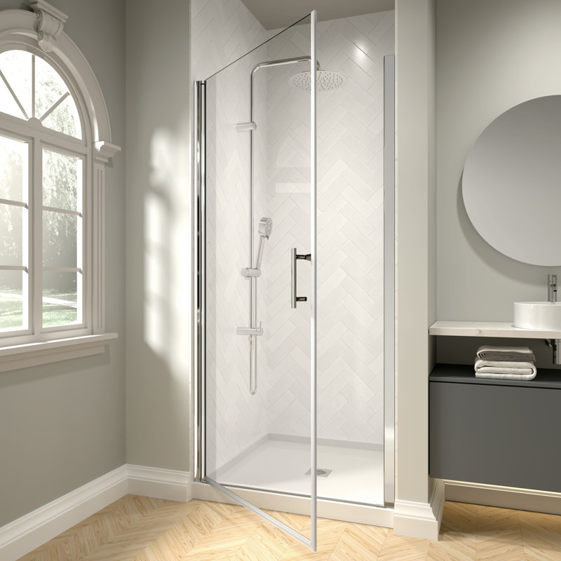 30" - 31 3/8" W x 72" H Pivot Swing Frameless Shower Door with 1/4" (6mm) Clear Glass, Chrome