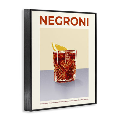 Negroni Classic Cocktail Framed Giclee, design by Victoria Barnes