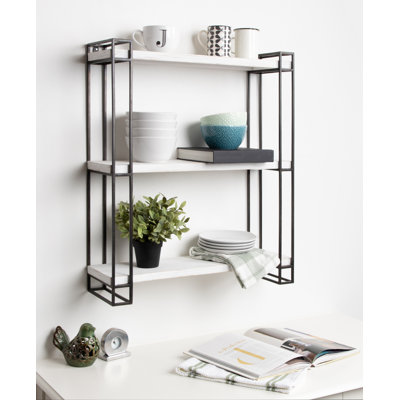 Burchill 26" W Solid Pine Wood 3-Tiered Floating Shelf