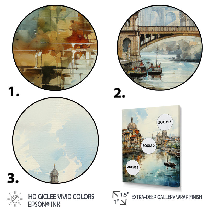 «USA City Of Bridges Architectural View I», reproduction d'art sur toile, Cadre simple blanc, H 40 po x l 30 po x P 1,5 po