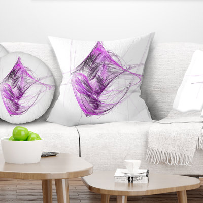 Purple on White Fractal - Abstract Printed Pillow