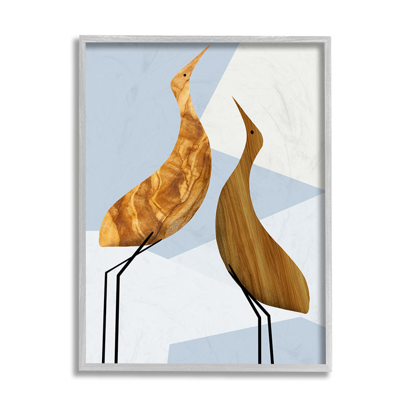 «Tall Tree Pattern Birds Blue Geometric Shapes» par Daphne Polselli - impression d'art graphique, H 20 po x l 16 po x 1,5 po