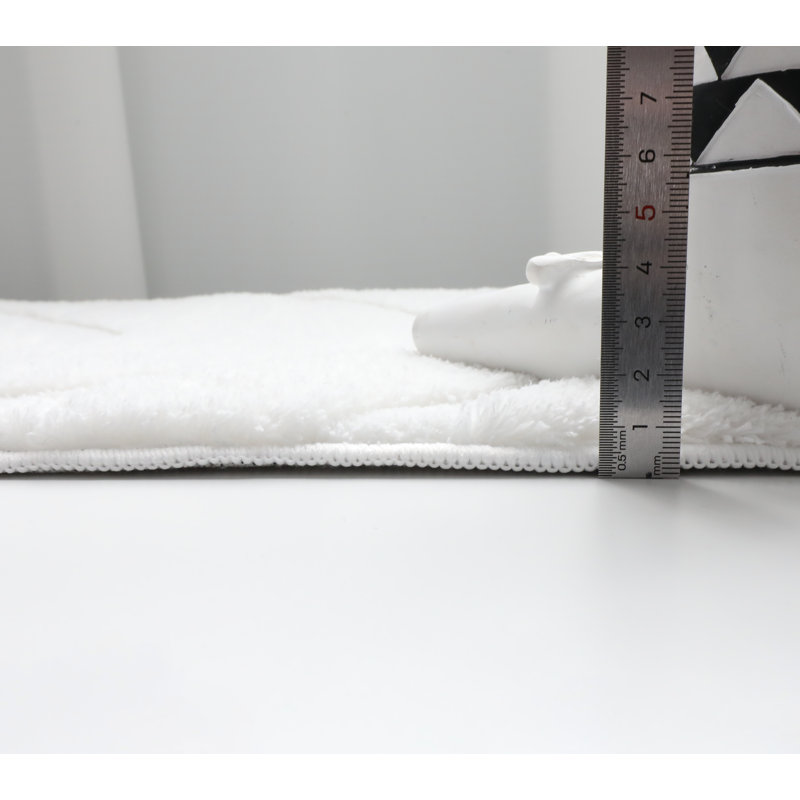 Tapis blanc à poils longs lavable Hardage, Rectangle 5 pi x 7 pi