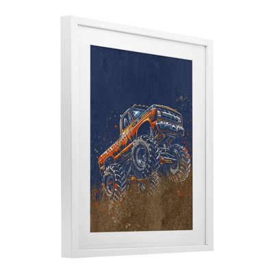My Jam Monster Truck Framed Print Under Glass, design by Kim Allen