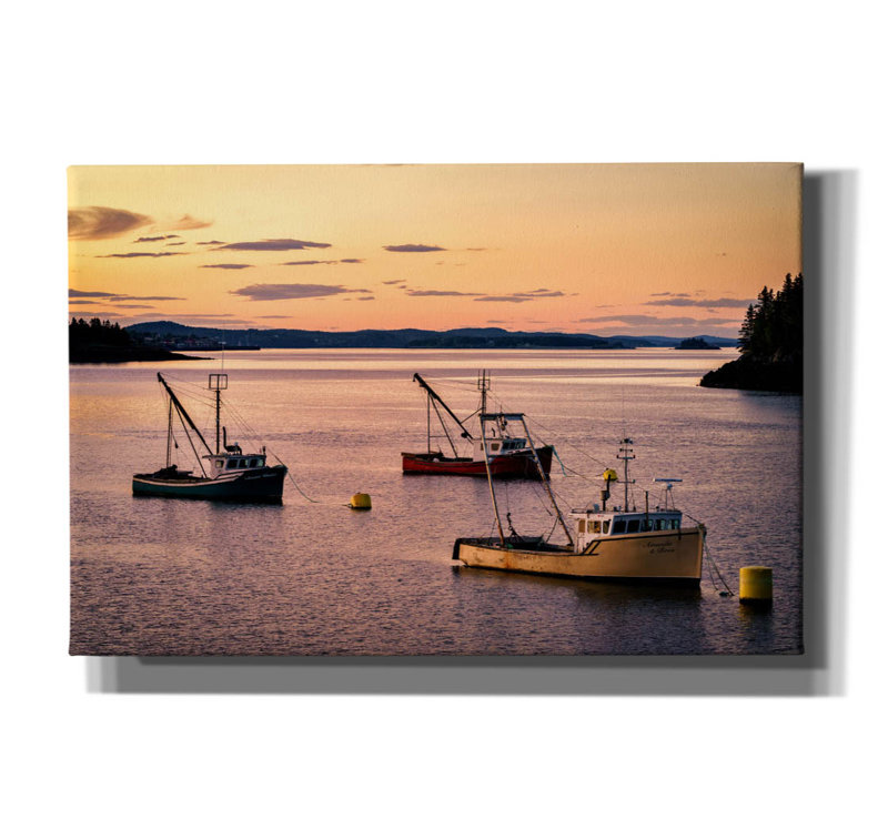 «Twilight In The Harbor» par Rick Berk, art mural sur toile, H 12 po x l 18 po x P 0,75 po