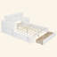 Lit plateforme double en bois avec espace de rangement multifonctionnel, table de chevet, 2 tiroirs, ports USB et bureau
