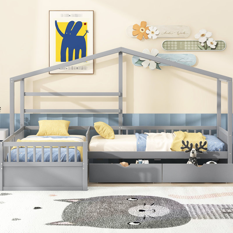 Lit plateforme simple avec 3 tiroirs, blanc - Construction solide et style, Blanc