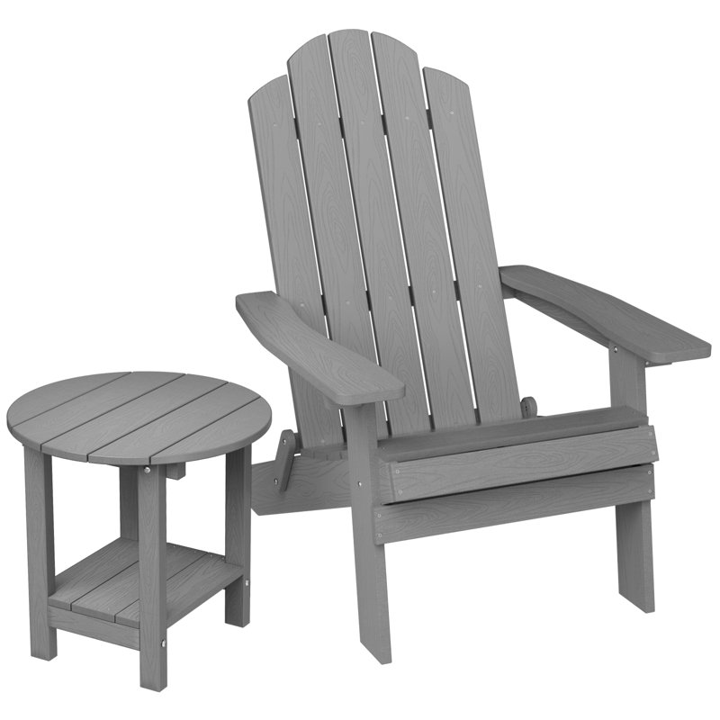 Chaise Adirondack pliable avec table, Gris