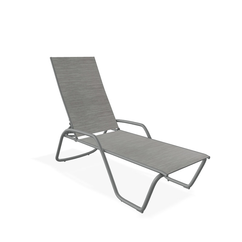 Outdoor Rust-Resistant Metal Chaise Lounge, Textured Graphite, Sicily