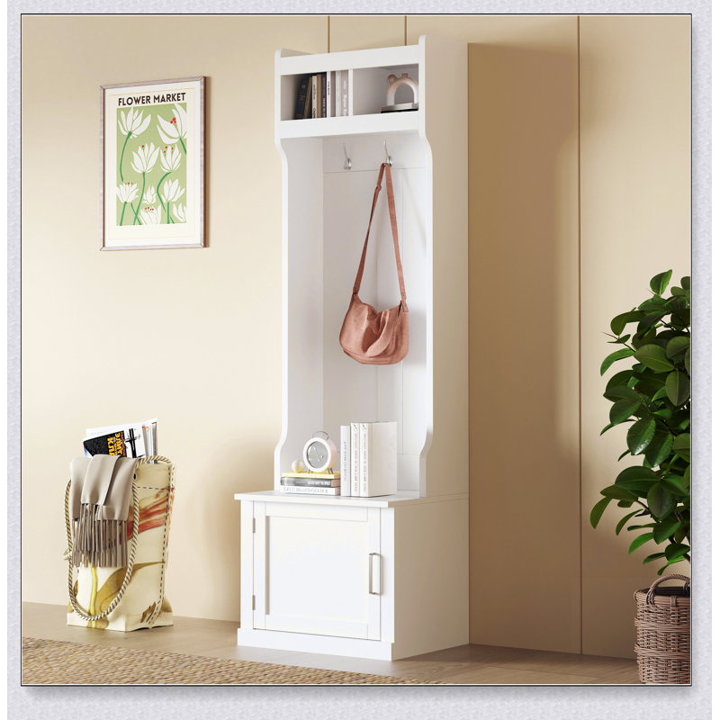 Arbre d'entrée minimaliste avec armoire et 6 crochets, parfait pour les entrées et les solutions de rangement peu encombrantes.