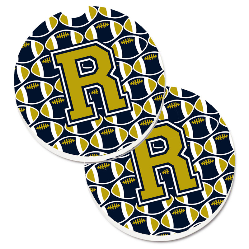 Sous-verre de football, R, Or / Bleu