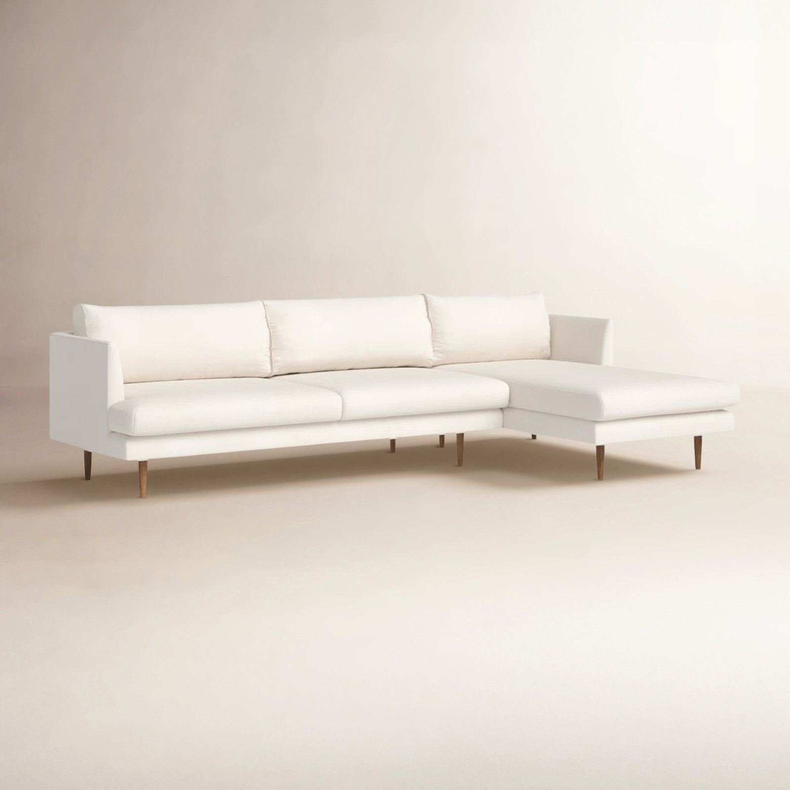 Miller Sectional, Right Hand Facing, Ivory Polyester Blend