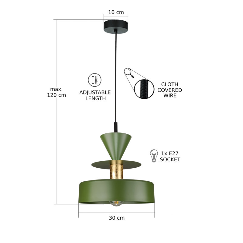 1 - Light Matte Black Drum Pendant, Khaki