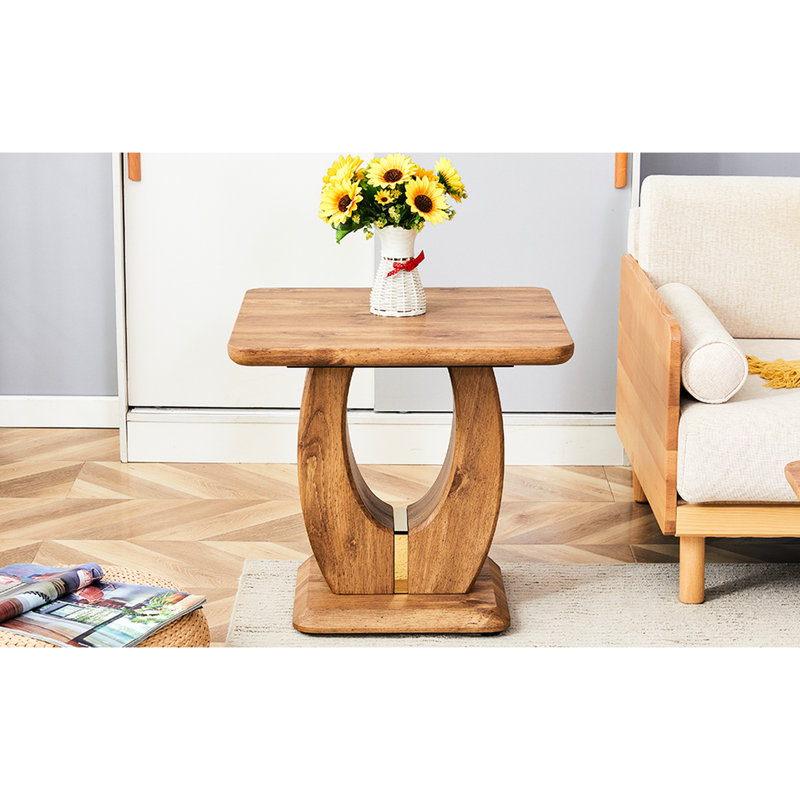 Table en bois avec motif d'autocollant grain - 23,6 * 23,6 * 21,3 pouces, conception ergonomique, décor carré en bois confortable et confortable, rehaussant l'espace de vie