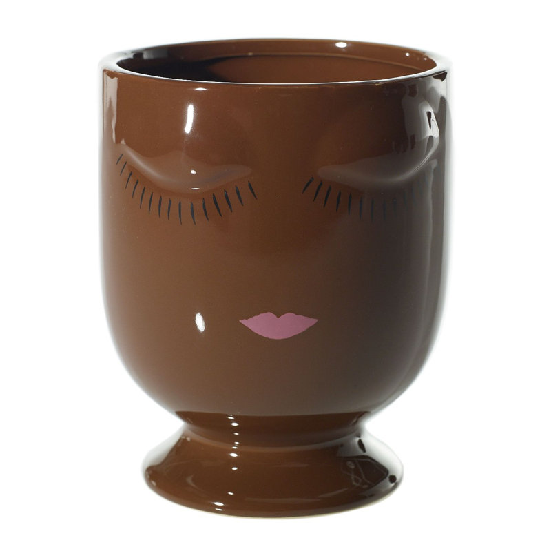 Pot à fleurs en céramique Jaziyah Celfie, Chocolat