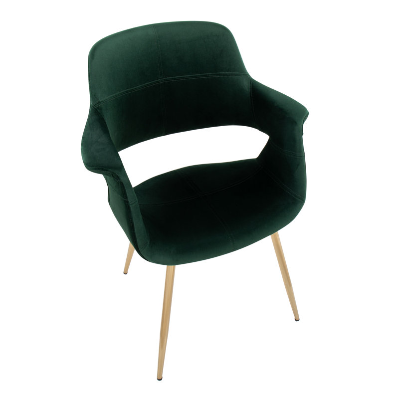Chaise avec accoudoirs rembourrée Quirico, Or, Vert