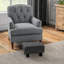 Repose-pieds gris anthracite, recouvert de lin, petit pour tous, confortable en gris, revêtement en tissu, salon de repos
