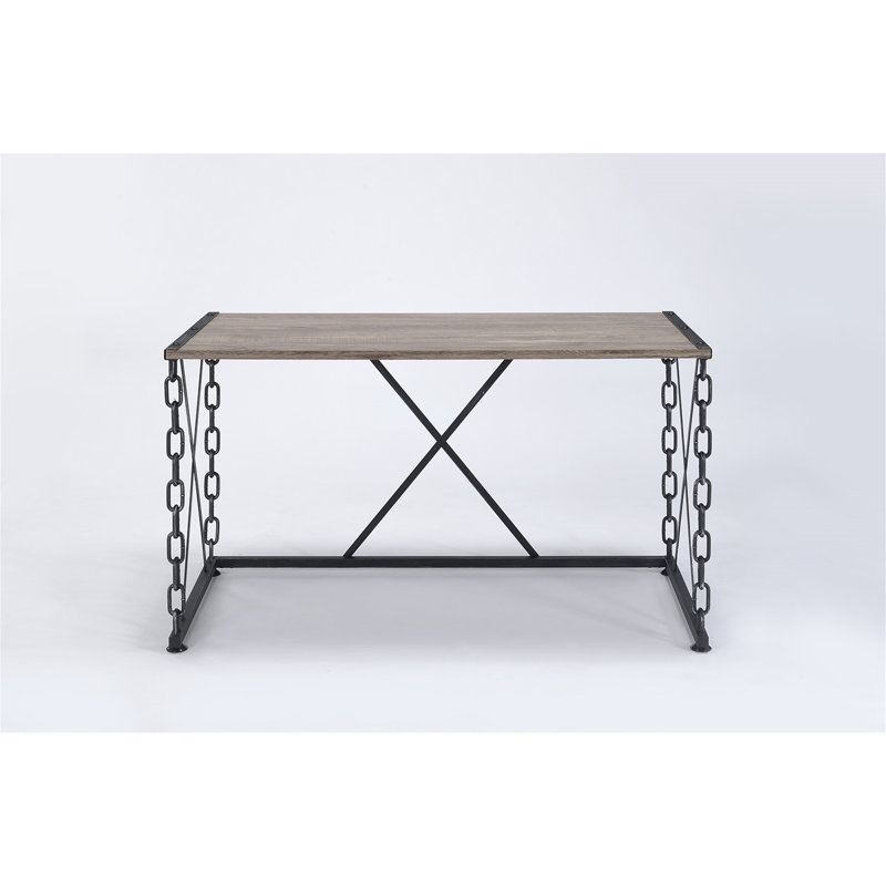 Bureau Jode en chêne rustique et finition antique (chaises de bureau non incluses)