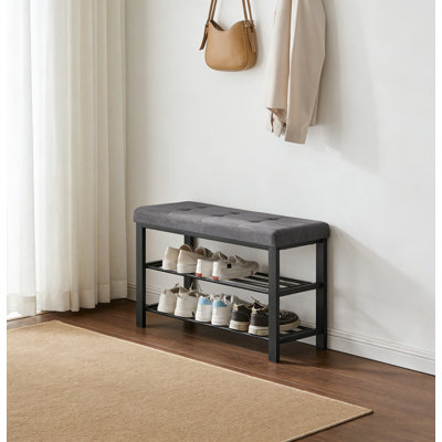 Banc à chaussures, banc de rangement, banc d'entrée avec coussin, range-chaussures avec siège, style moderne peu encombrant pour le salon, la chambre à coucher, le couloir