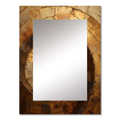 Gold Black Timeless Turn II - Abstract Spirals Mirror, Modern Unique Wall Mirror, Printed Metal Art