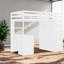Lit mezzanine simple en bois blanc avec rangement pour famille
