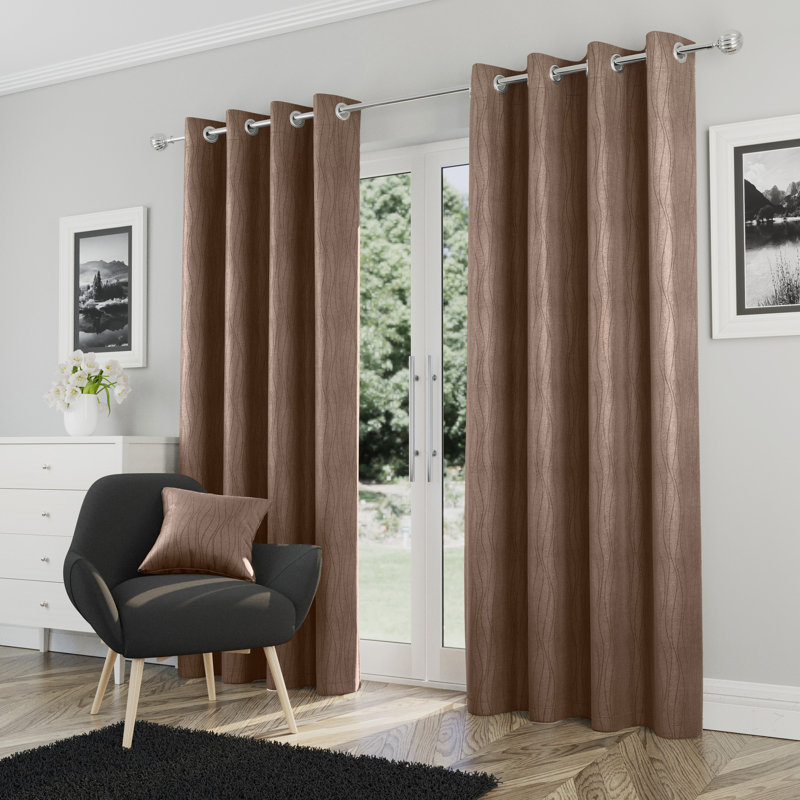 Room Darkening Curtain Pair, 168cm Width x 183cm Drop, Brown